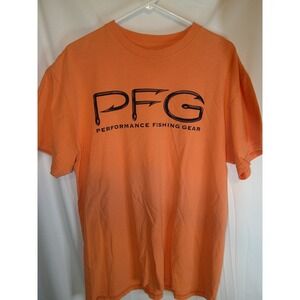 Columbia PFG Performance Fishing Gear T-Shirt Graphic Tee‎ Orange Large